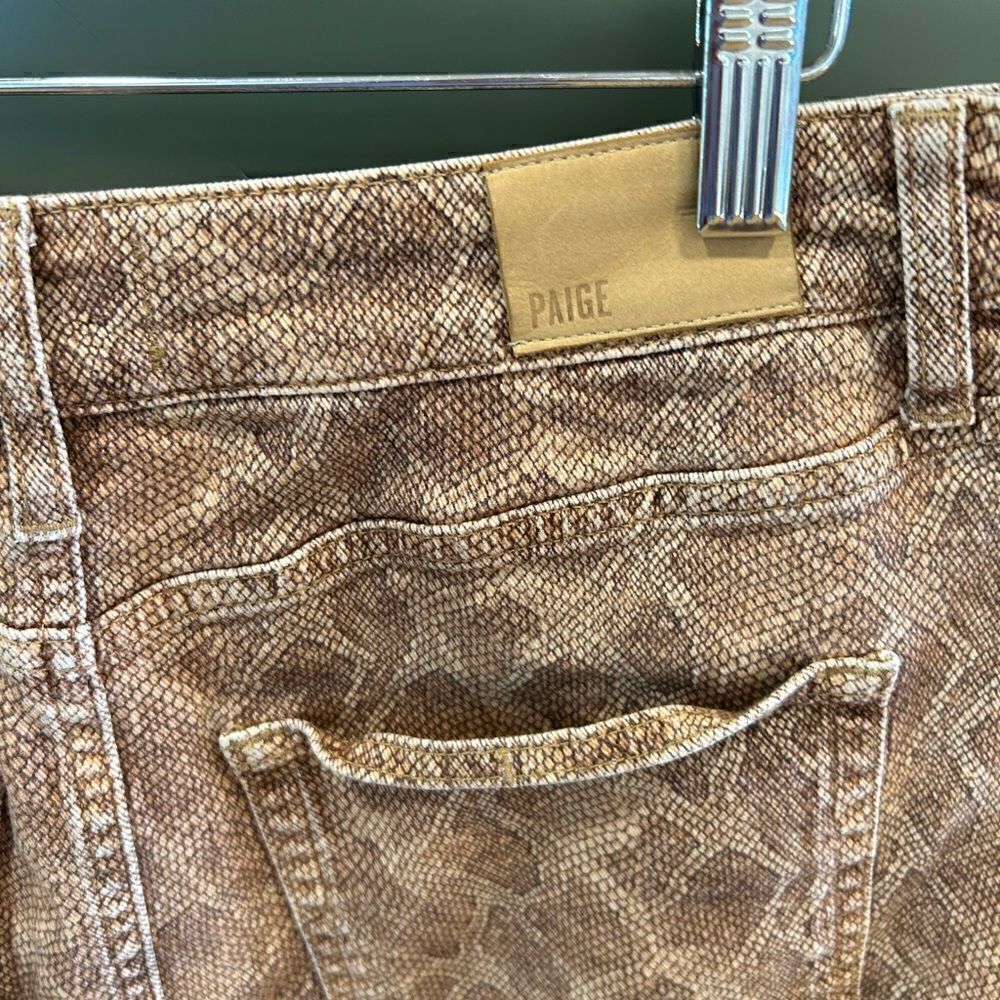 Paige Aideen Raw Hem Snakeskin Jean Mini Skirt - Picture 6 of 8